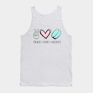 Peace Love Hockey Cute Design for Women Teen Girls Tank Top